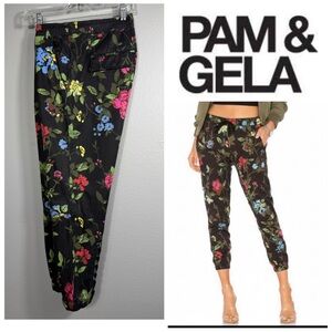 Pam & Gela EASY PANT Floral Jogger with back of leg Lace Up Detail